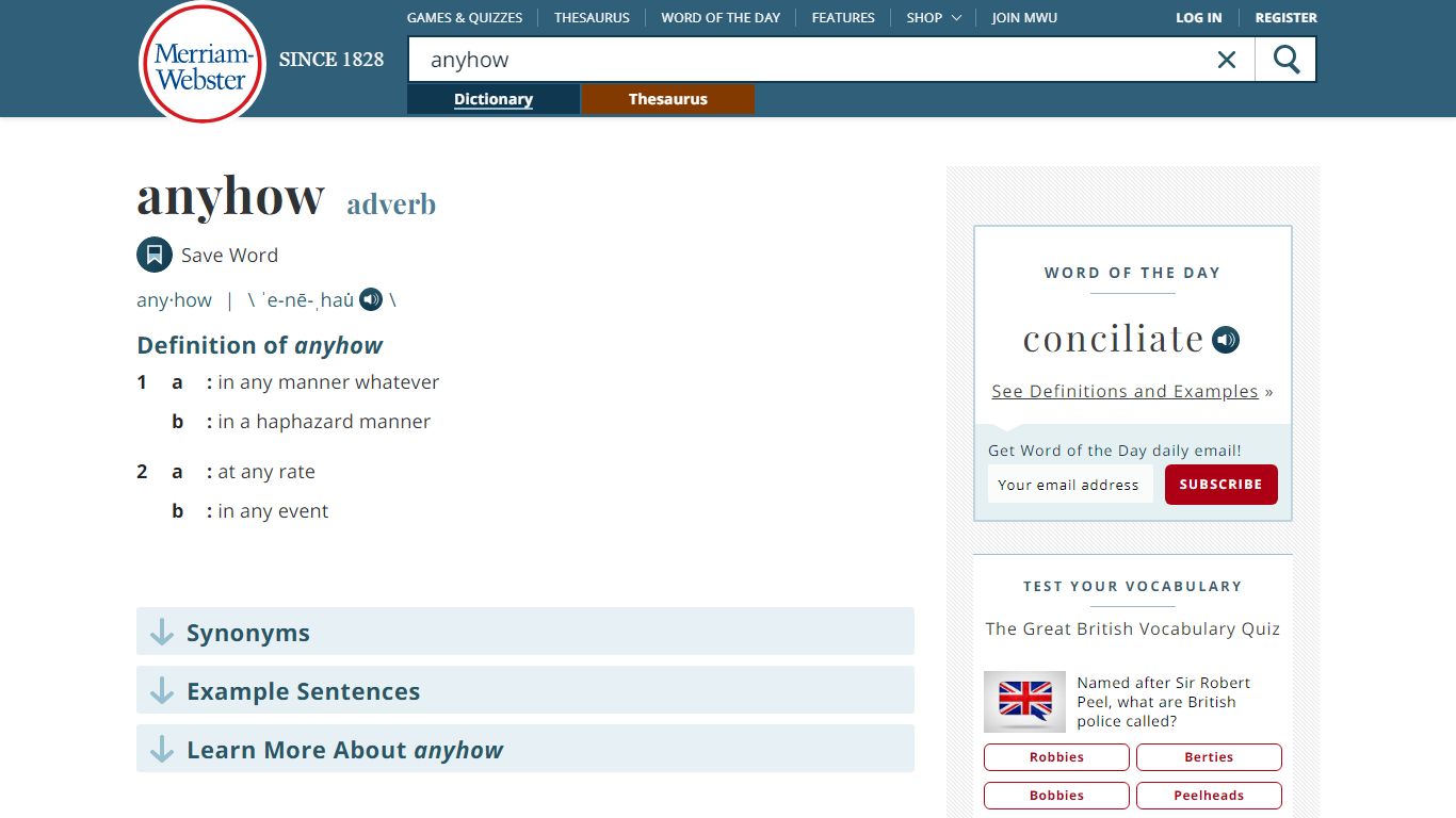 Anyhow Definition & Meaning - Merriam-Webster